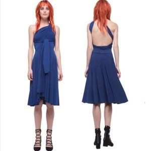 Norma Kamali cobalt blue short mini midi dress- multiway, convertible all in S